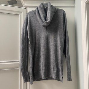 Tahari 100% Extrafine Merino Wool Cowl Neck Tunic Sweater, Size Small, Grey